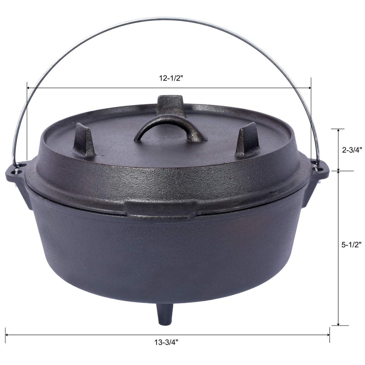 ast iron Dutch oven with lid, outdoor camping deep pot, used for camping, cooking, barbecue and leg rest,6 quarts