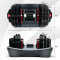 55 Lbs Adjustable Dumbbell with 18 Weights Storage Tray for Gym Home Office