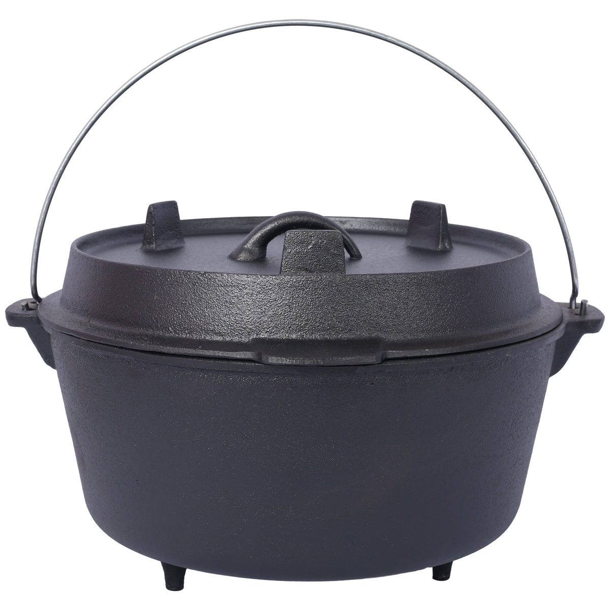 ast iron Dutch oven with lid, outdoor camping deep pot, used for camping, cooking, barbecue and leg rest, 8 Quart