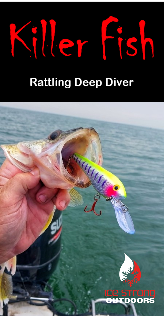 Ice Strong Outdoors - Killer Fish - Rattling DEEP Diver UV- 6 DEEP DIVER & BOX RESTOCKED SEPT 10! - add this to your cart and in the notes write your 6 plugs selection!