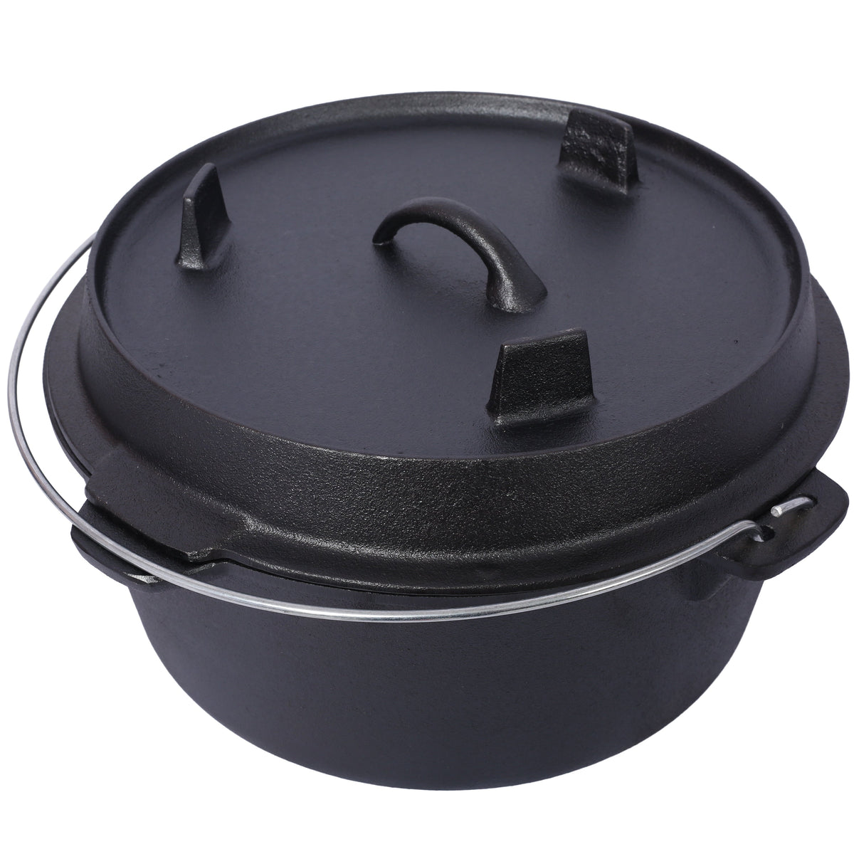 ast iron Dutch oven with lid, outdoor camping deep pot, used for camping, cooking, barbecue and leg rest, 8 Quart