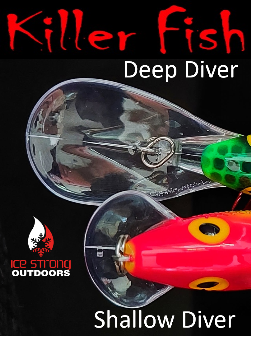 Ice Strong Outdoors - Killer Fish - Rattling DEEP Diver UV- 6 DEEP DIVER & BOX RESTOCKED SEPT 10! - add this to your cart and in the notes write your 6 plugs selection!