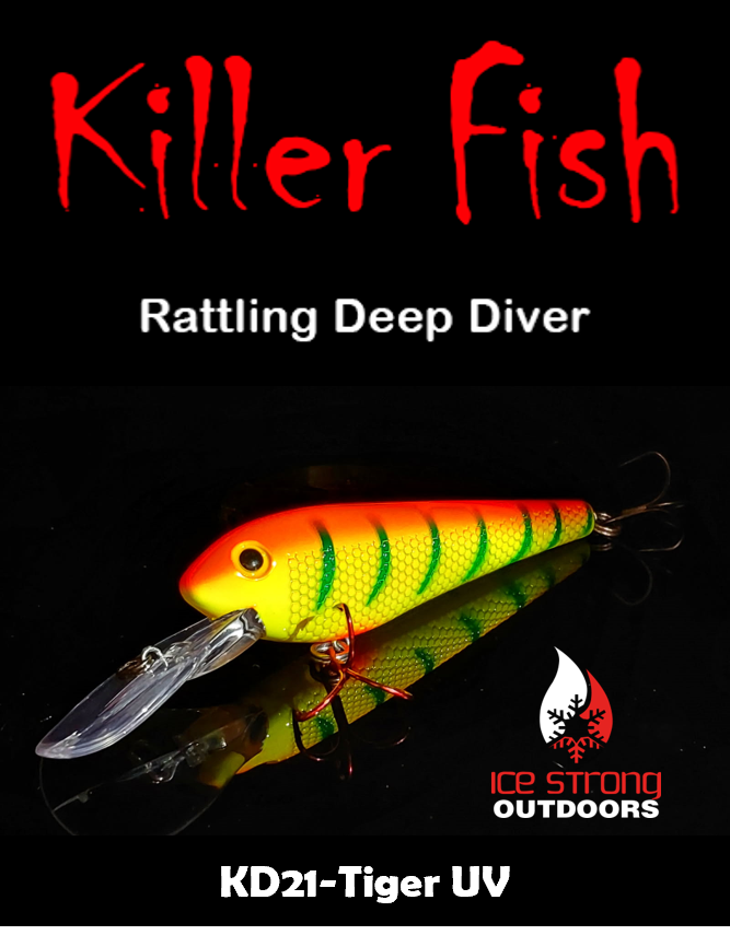 Ice Strong Outdoors - Killer Fish - Rattling DEEP Diver UV- 6 DEEP DIVER & BOX RESTOCKED SEPT 10! - add this to your cart and in the notes write your 6 plugs selection!