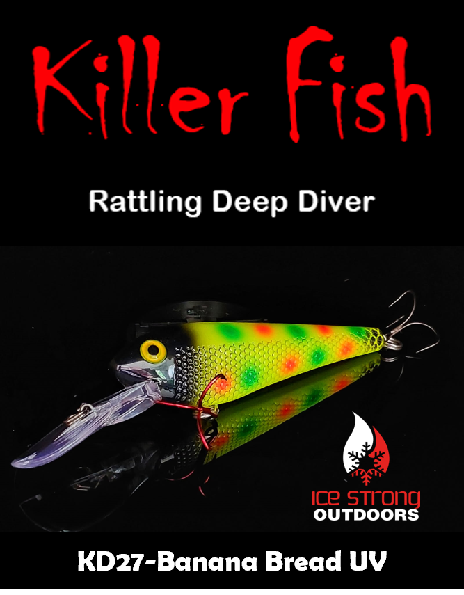 Ice Strong Outdoors - Killer Fish - Rattling DEEP Diver UV- 6 DEEP DIVER & BOX RESTOCKED SEPT 10! - add this to your cart and in the notes write your 6 plugs selection!