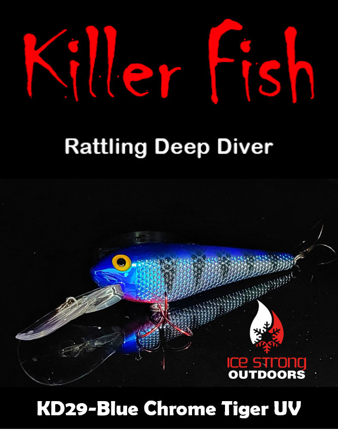 Ice Strong Outdoors - Killer Fish - Rattling DEEP Diver UV- 6 DEEP DIVER & BOX RESTOCKED SEPT 10! - add this to your cart and in the notes write your 6 plugs selection!