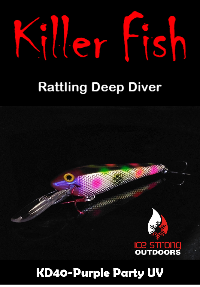 Ice Strong Outdoors - Killer Fish - Rattling DEEP Diver UV- 6 DEEP DIVER & BOX RESTOCKED SEPT 10! - add this to your cart and in the notes write your 6 plugs selection!