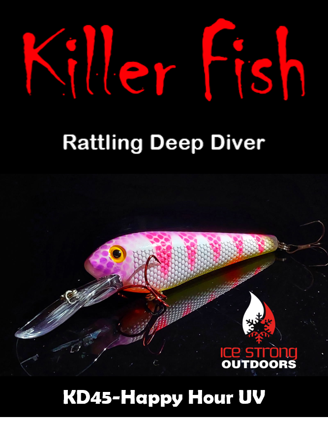 Ice Strong Outdoors - Killer Fish - Rattling DEEP Diver UV- 6 DEEP DIVER & BOX RESTOCKED SEPT 10! - add this to your cart and in the notes write your 6 plugs selection!
