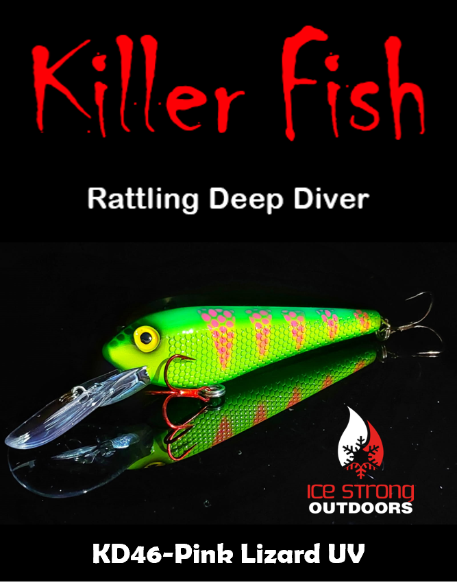 Ice Strong Outdoors - Killer Fish - Rattling DEEP Diver UV- 6 DEEP DIVER & BOX RESTOCKED SEPT 10! - add this to your cart and in the notes write your 6 plugs selection!