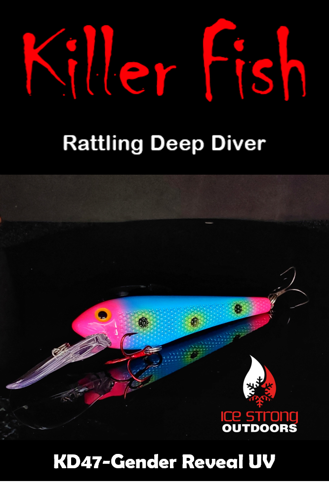 Ice Strong Outdoors - Killer Fish - Rattling DEEP Diver UV- 6 DEEP DIVER & BOX RESTOCKED SEPT 10! - add this to your cart and in the notes write your 6 plugs selection!