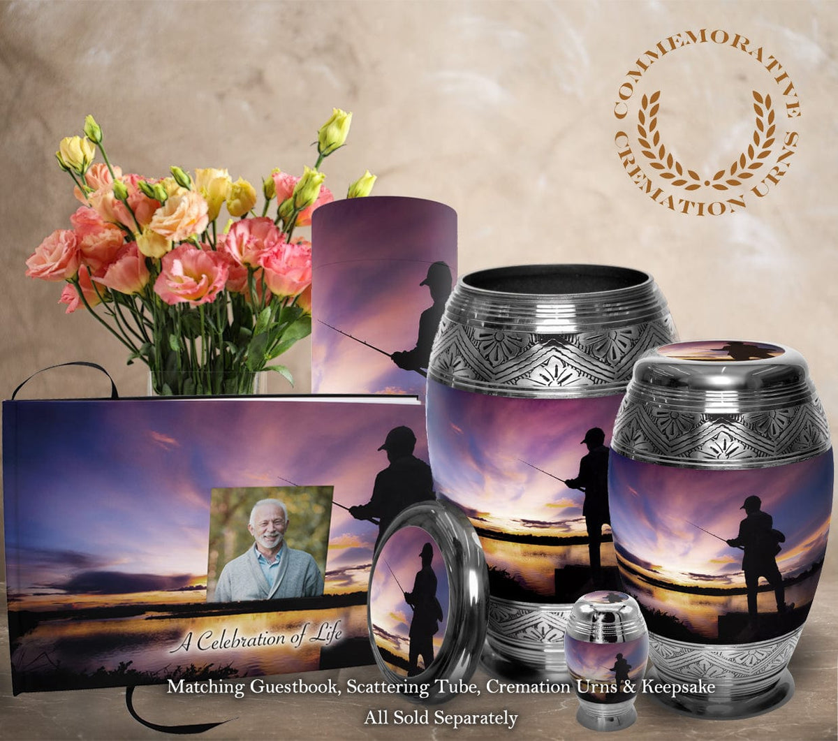 Gone Fishing Cremation Urns for Human Ashes - Large Adult Funeral Urn