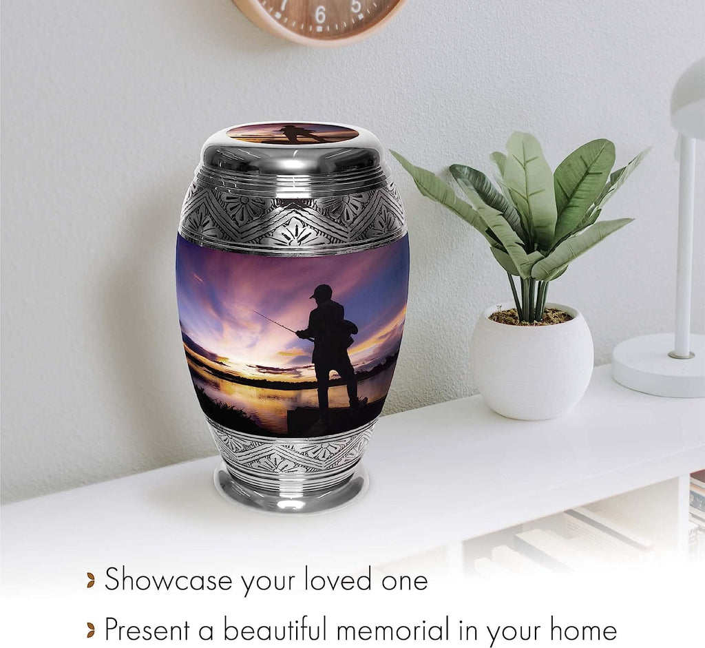 Gone Fishing Cremation Urns for Human Ashes - Large Adult Funeral Urn