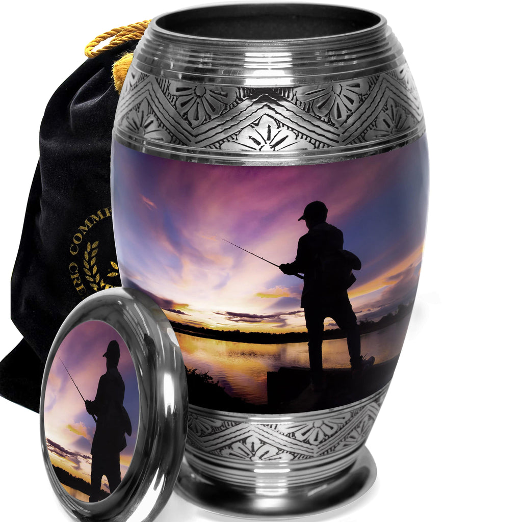 Gone Fishing Cremation Urns for Human Ashes - Large Adult Funeral Urn